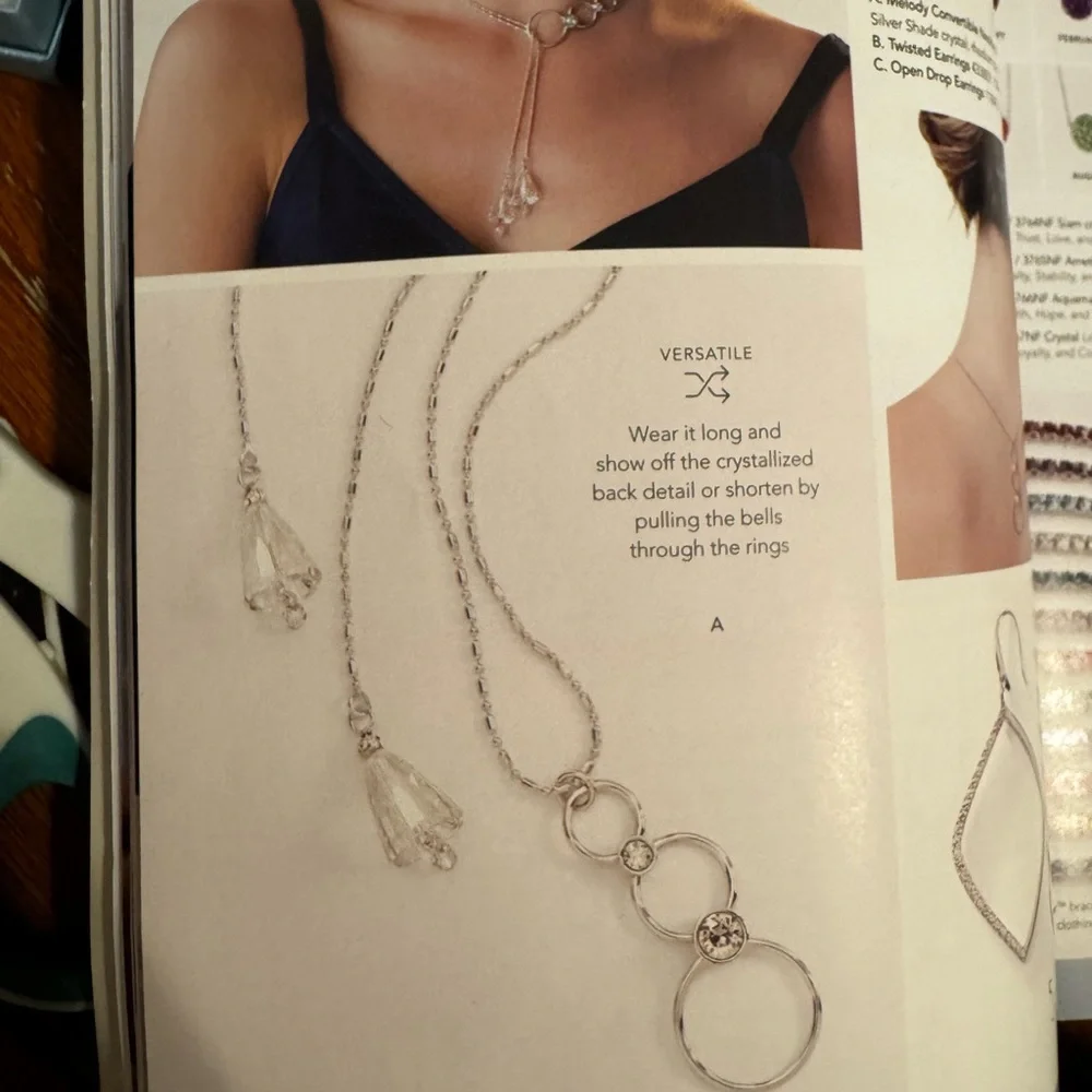Touchstone Crystal Melody Convertible Necklace 42" Adjustable NEW - Picture 2 of 2